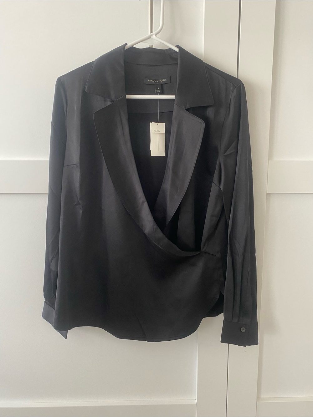 Banana Republic Black Satin Draped Blazer